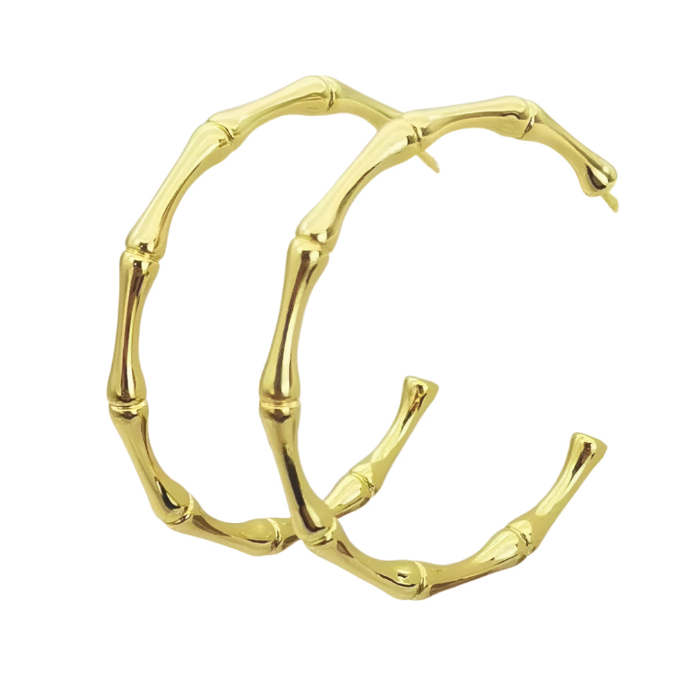 Electroplated real gold 24k bamboo niche earrings