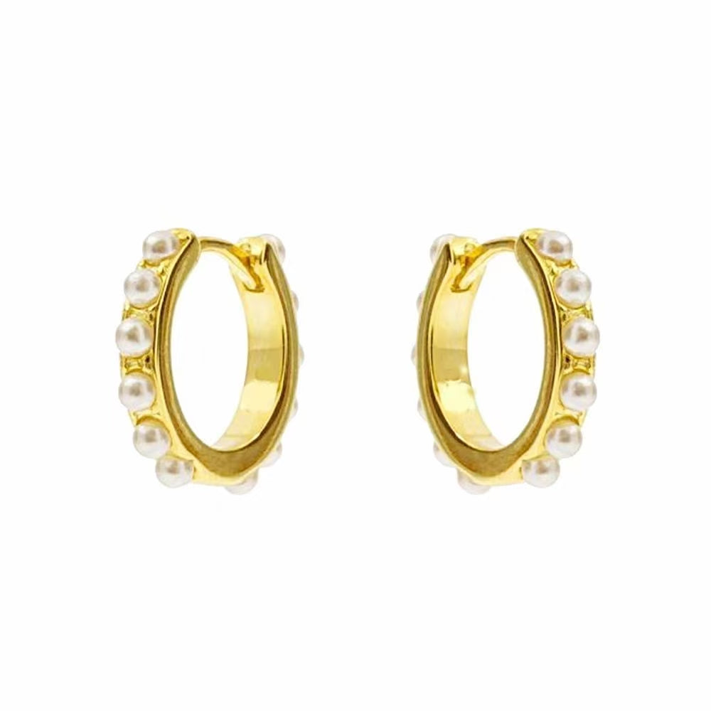 Pearl Hoop Earrings - 24K Gold-Plated Brass