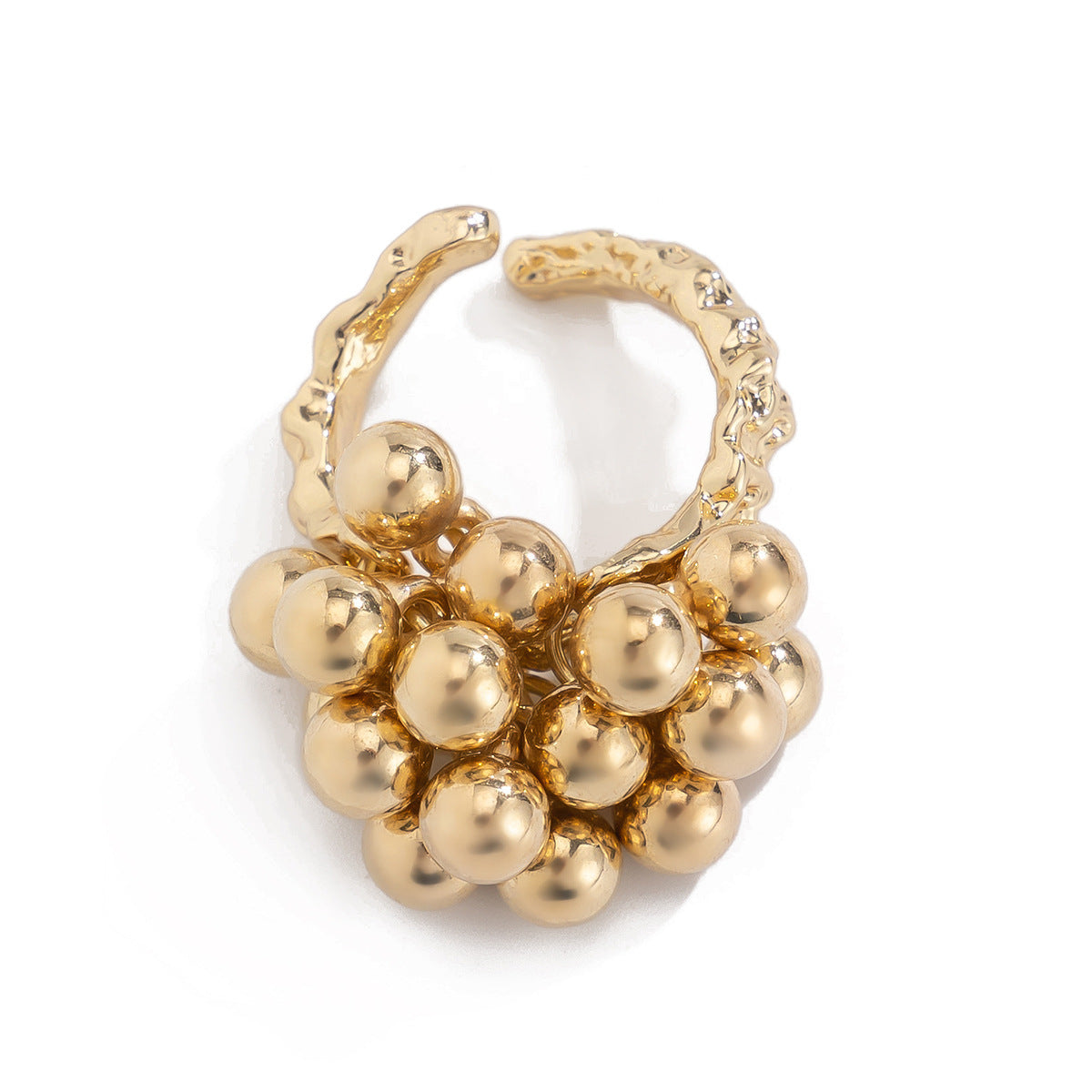 Trendy Geometric Round Ball Pearl Cluster Ring