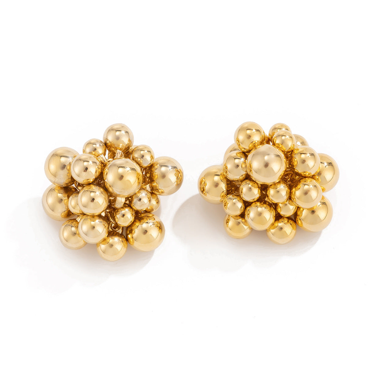 Unique Geometric Round Ball Grape Cluster Earrings