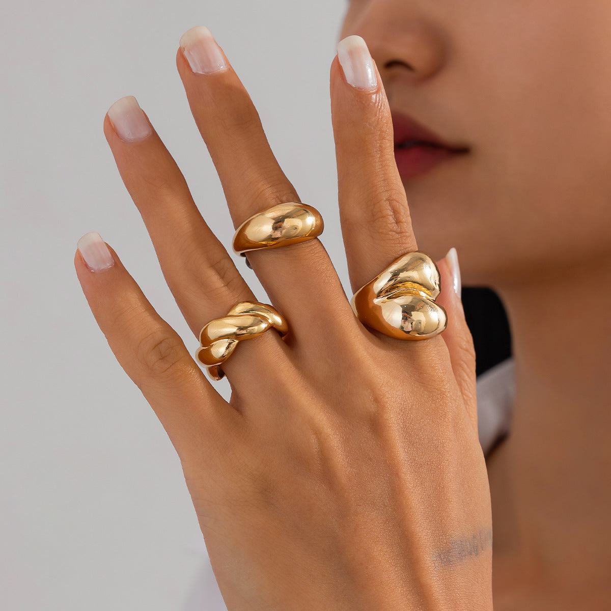 Trendy Irregular Geometric Irregular Teardrop Open-Design Ring