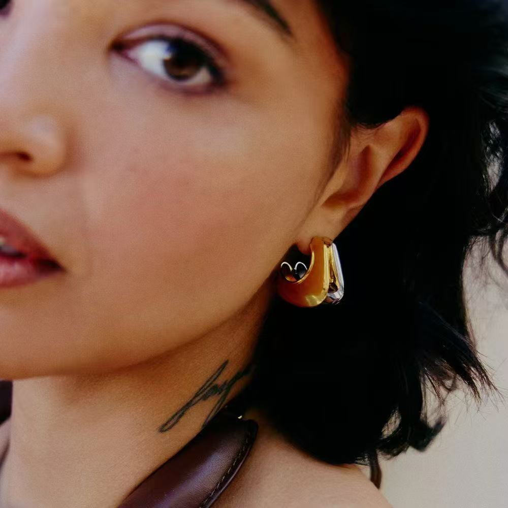 24k gold-plated brass style color matching earrings