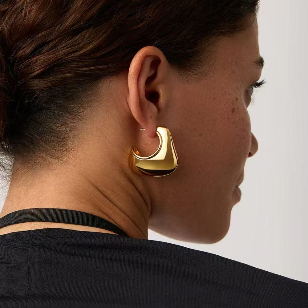 24k gold plated brass basket earrings