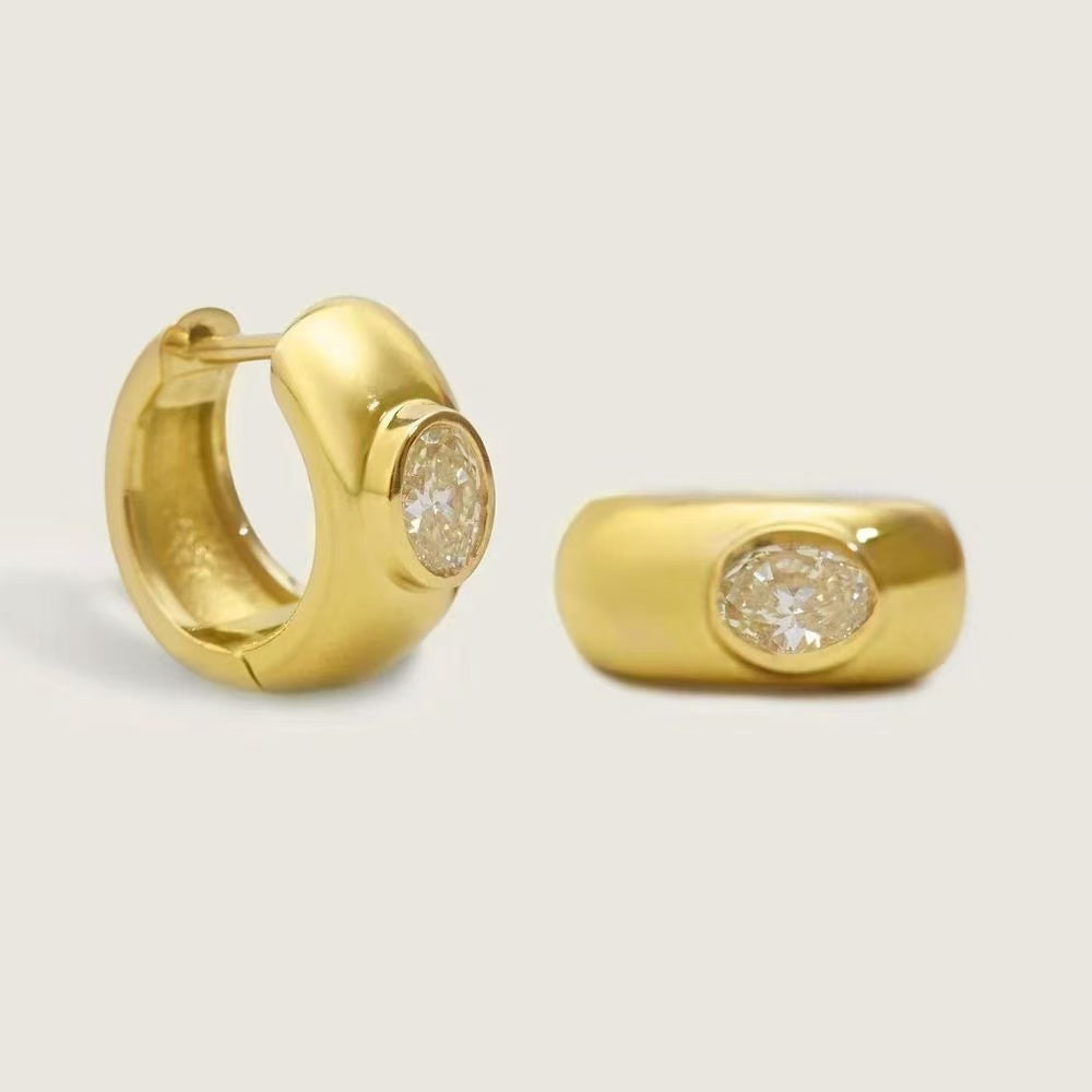 24k gold-plated brass round earrings with AAA zircon