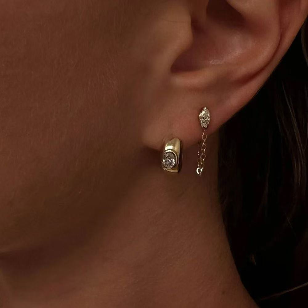 24k gold-plated brass round earrings with AAA zircon