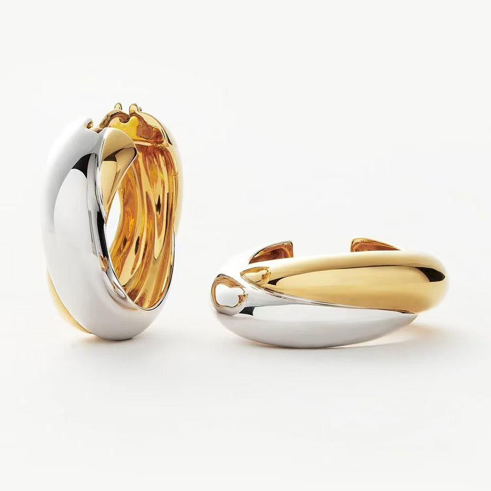 24k gold plated brass two-tone earrings