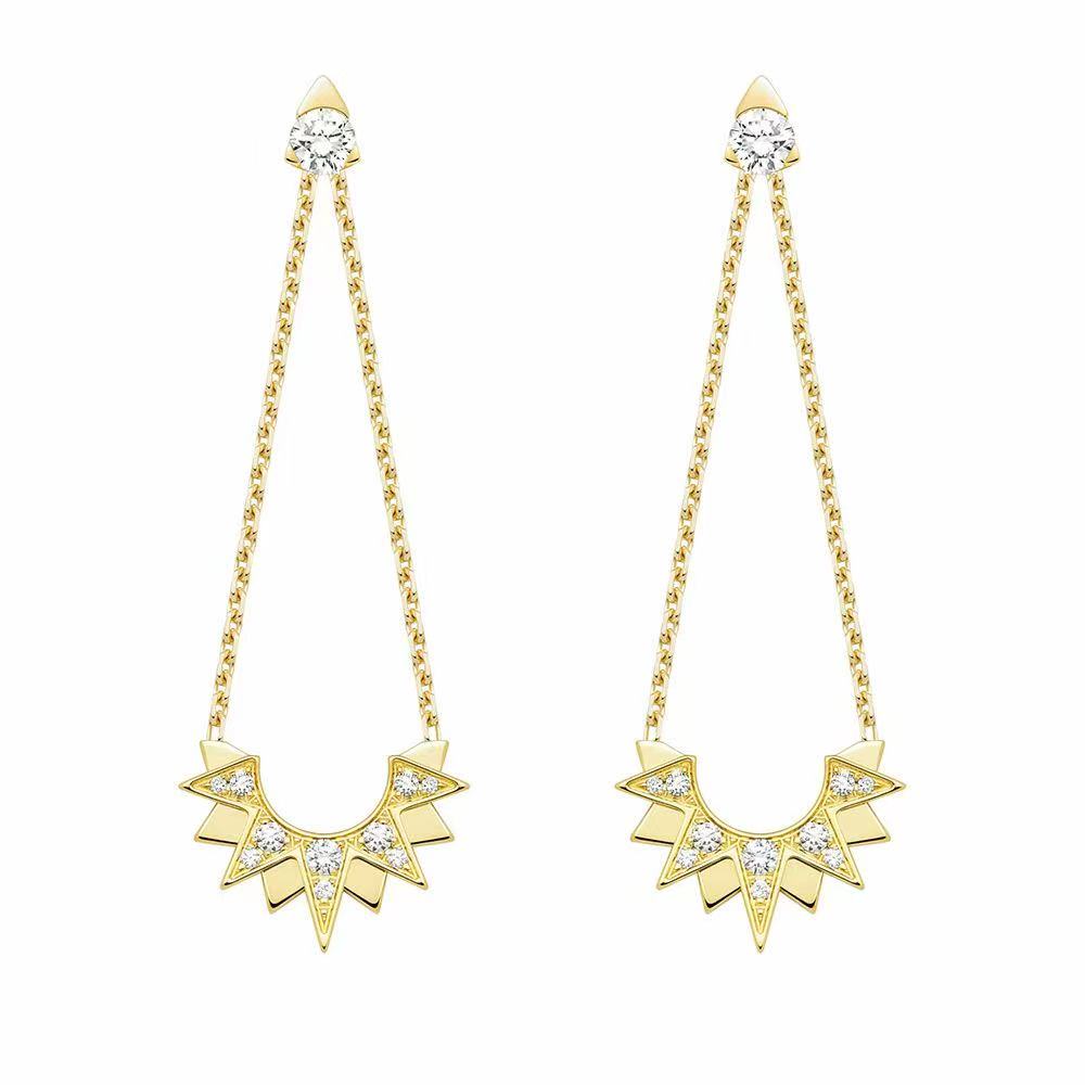 24k gold-plated brass diamond long tassel earrings