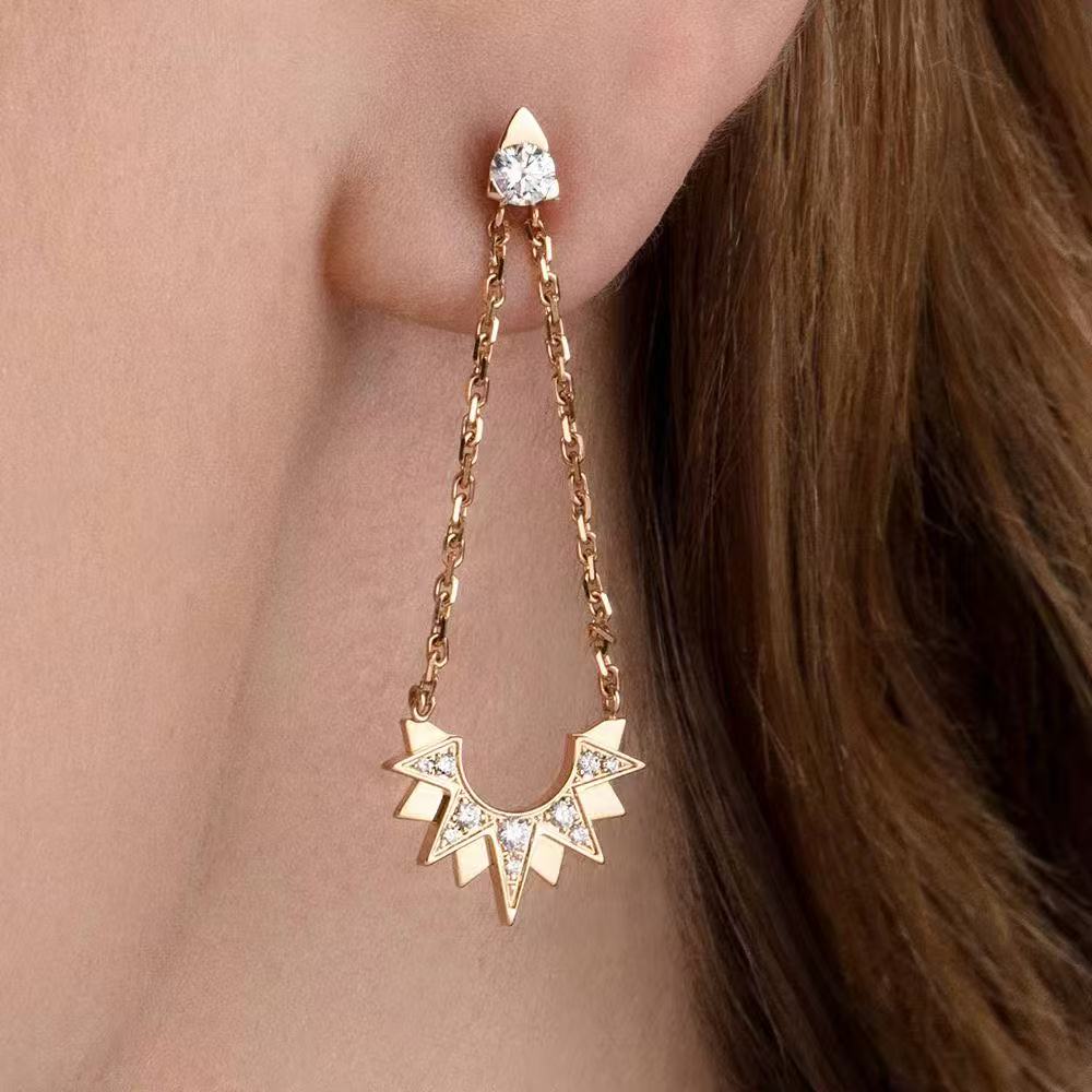 24k gold-plated brass diamond long tassel earrings