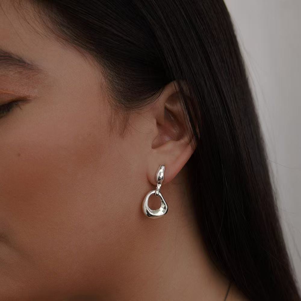 Brass electroplated real gold 24k texture earrings