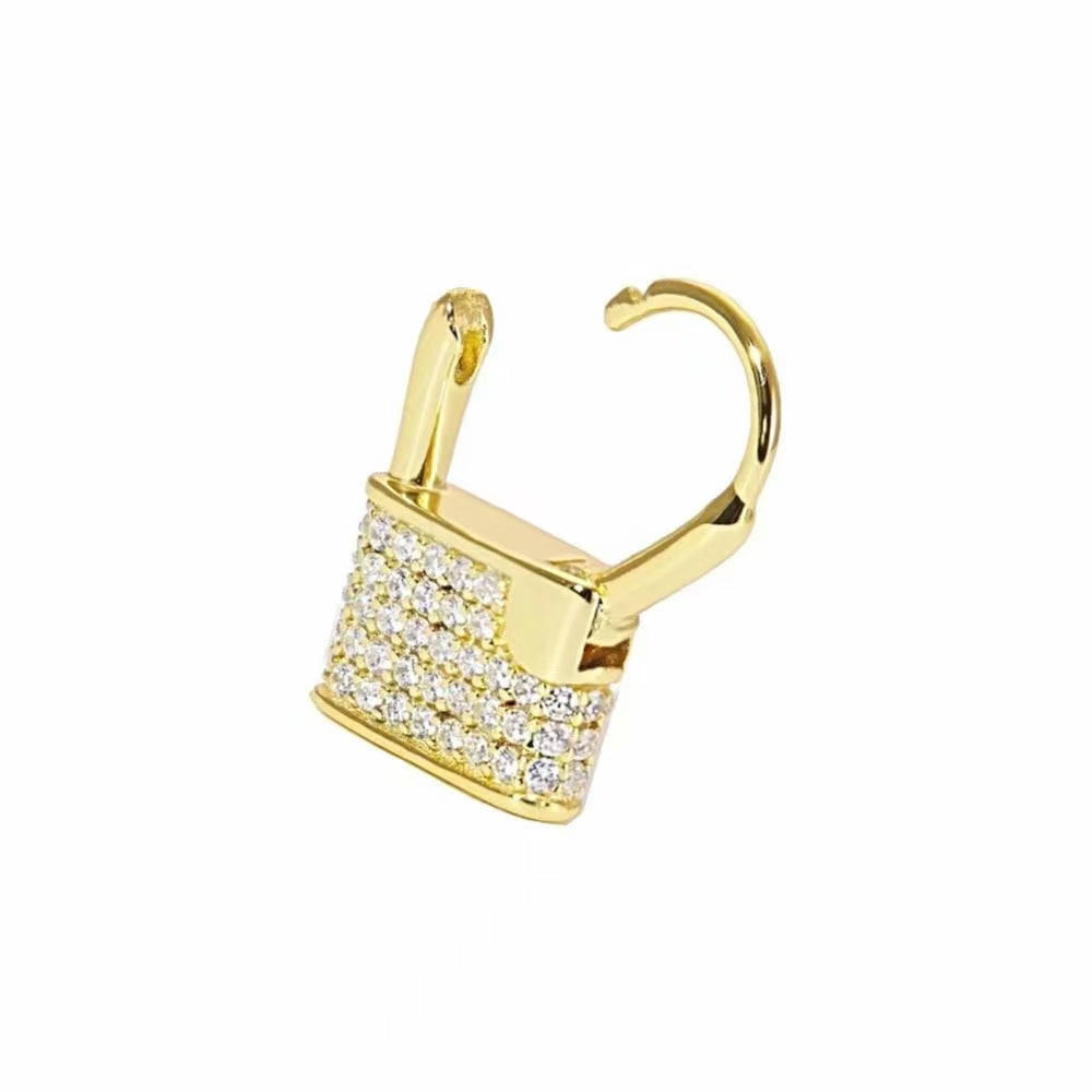 Brass electroplated real gold 24k lock inlay AAA zircon earrings