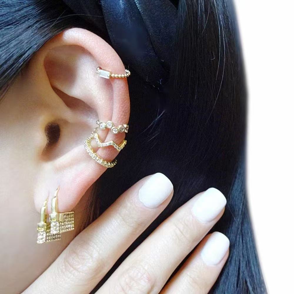 Brass electroplated real gold 24k lock inlay AAA zircon earrings