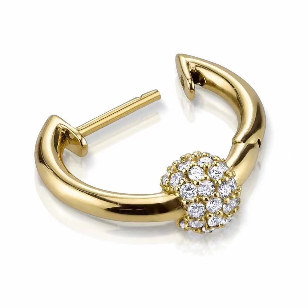 Brass electroplated 24k real gold U-shaped earrings inlaid with AAA zircon