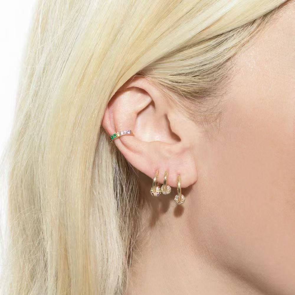 Brass electroplated 24k real gold U-shaped earrings inlaid with AAA zircon