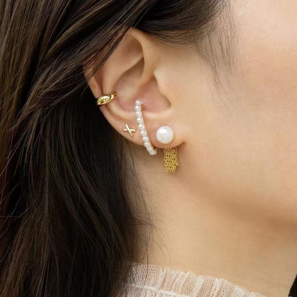 24K Gold Plated Brass Pearl Earrings: Niche European & American Style