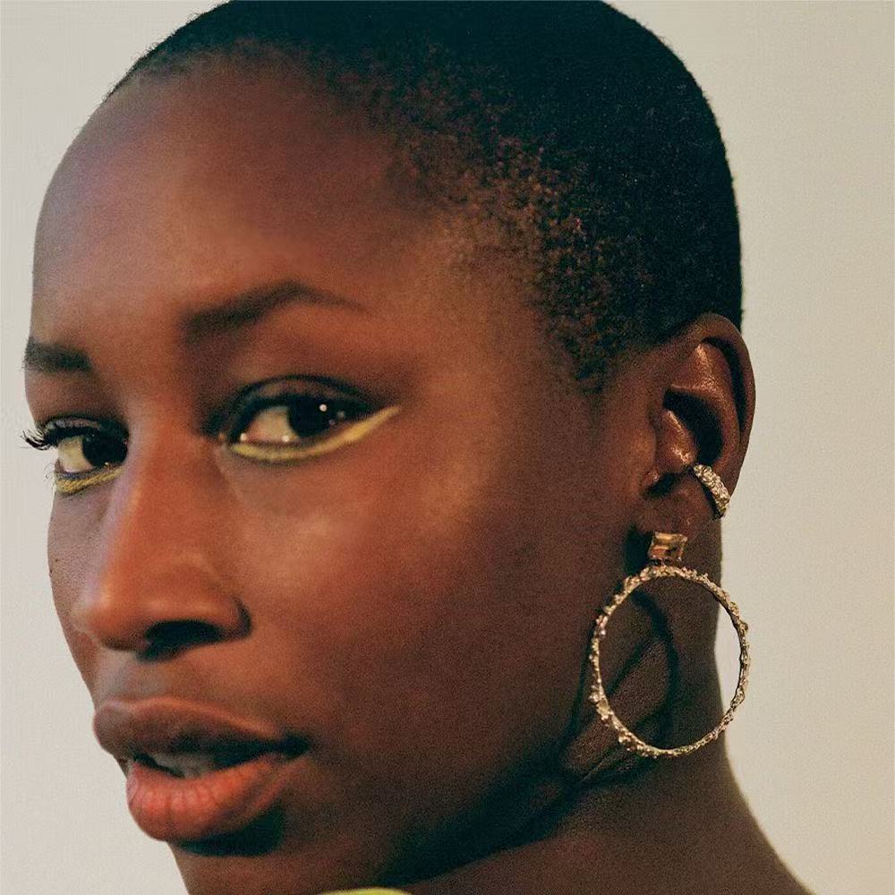Lava-Inspired Irregular Ear Cuff: Niche Vintage Design, 24K Gold Plated Brass