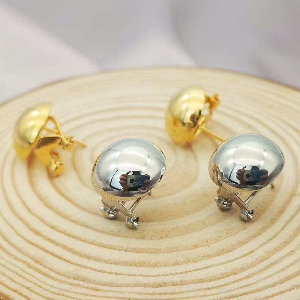 Niche 24k Gold Plated Semi-Circle Stud Earrings