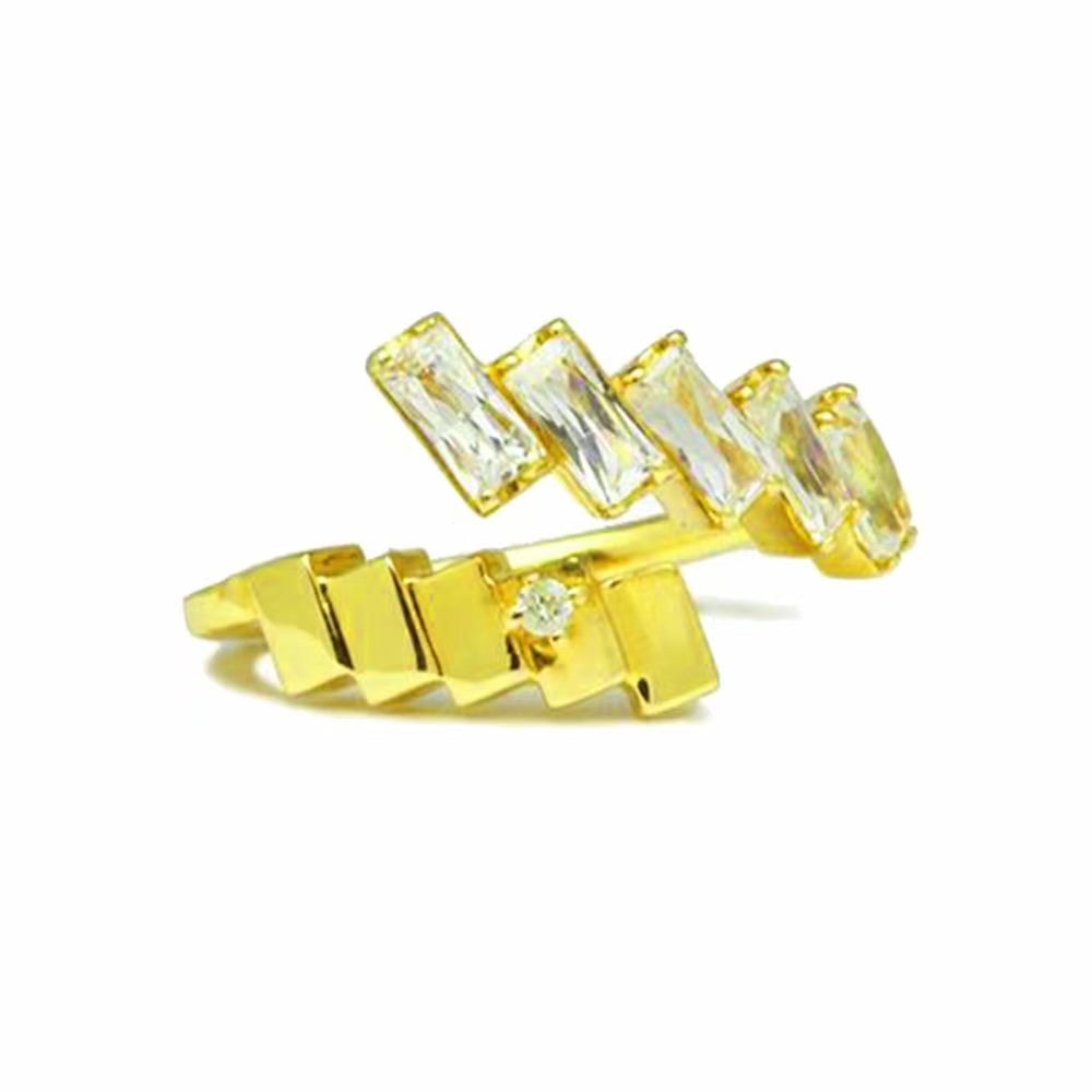 24K Gold-Plated AAA Square Zircon Trapezoid Open Ring