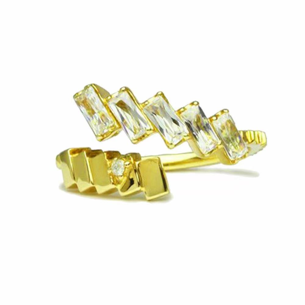 24K Gold-Plated AAA Square Zircon Trapezoid Open Ring