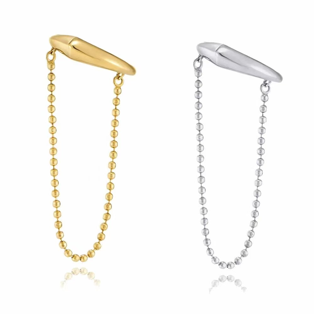 24K Gold-Plated Beaded Tassel Clip-On Earrings - Left and Right
