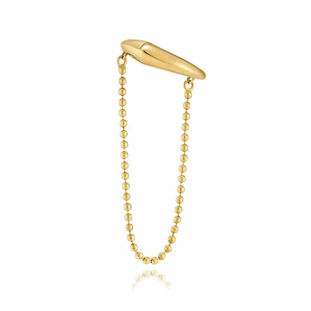 24K Gold-Plated Beaded Tassel Clip-On Earrings - Left and Right