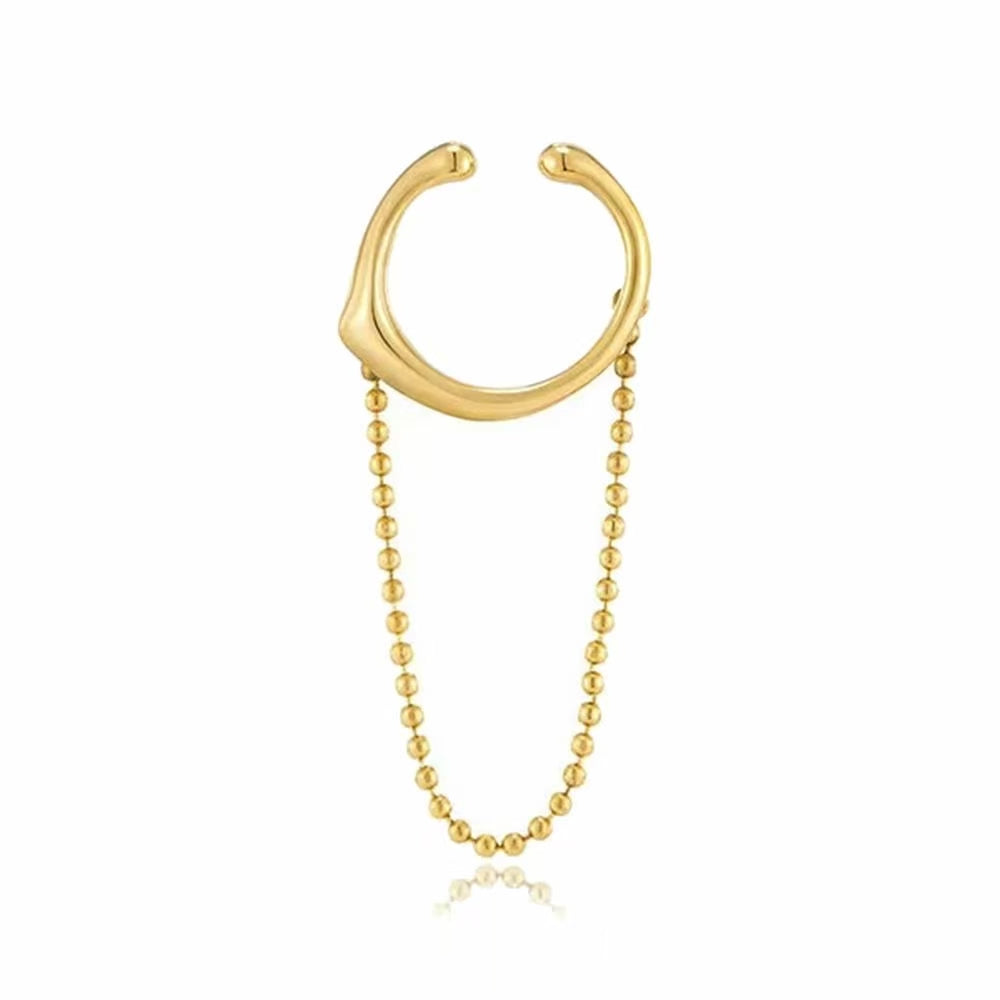 24K Gold-Plated Beaded Tassel Clip-On Earrings - Left and Right