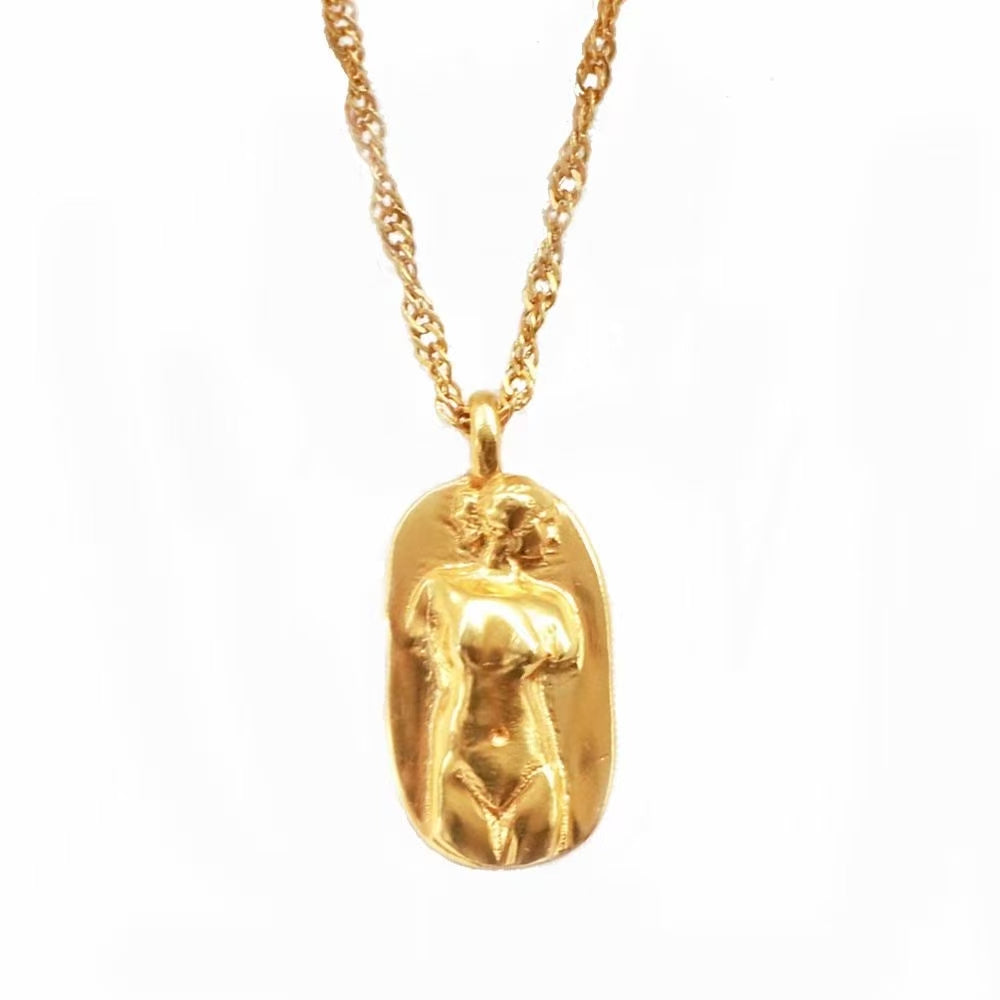 24K Gold-Plated Necklace with 40+5cm Chain - Angel Pendant