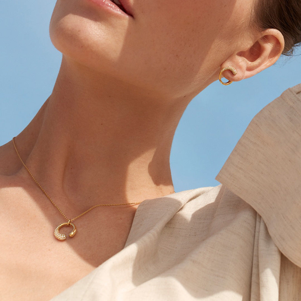 24K Gold-Plated Geometric Snake Bone Chain Pendant