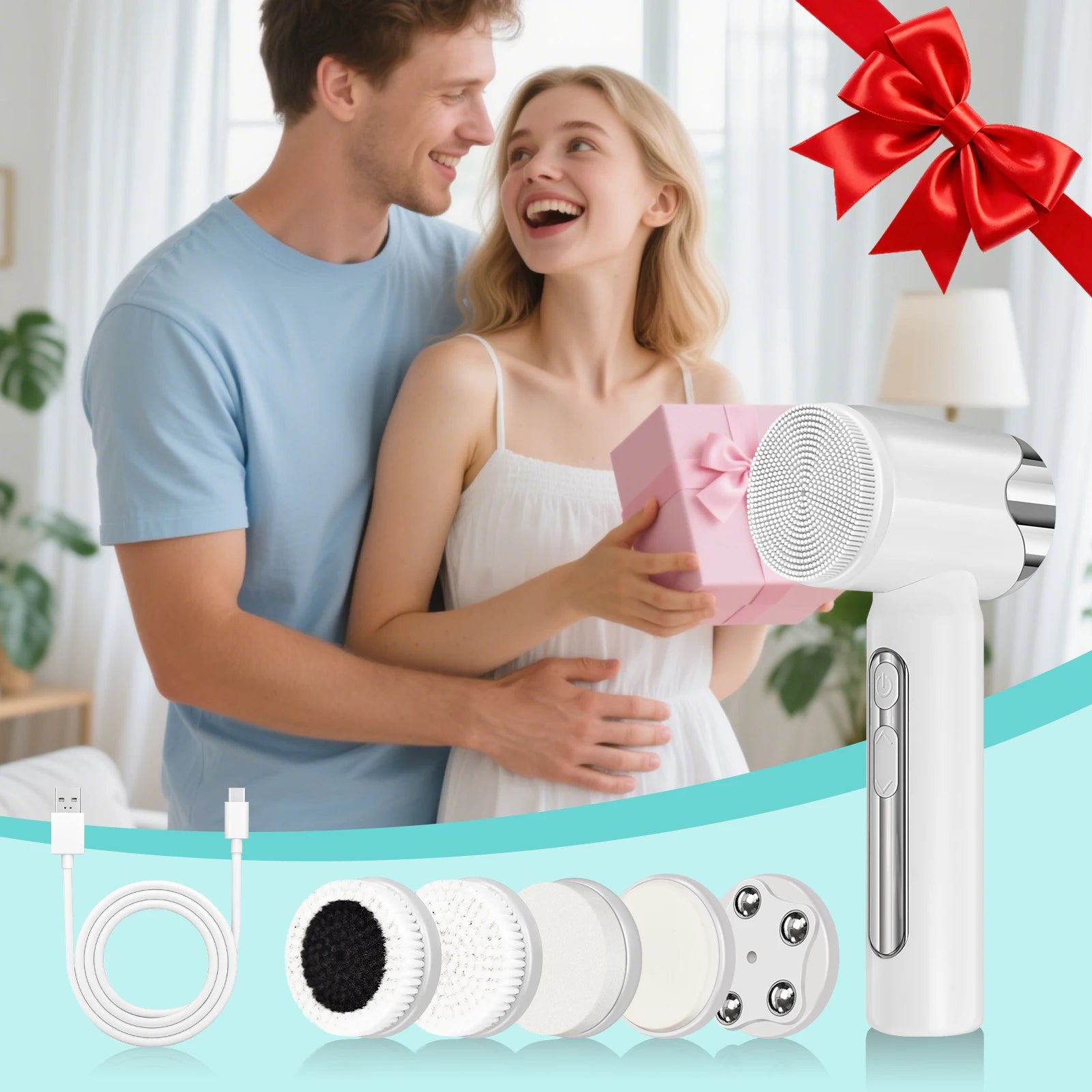 Electric Face Cleansing Brush Waterproof Facial Spa Massager
