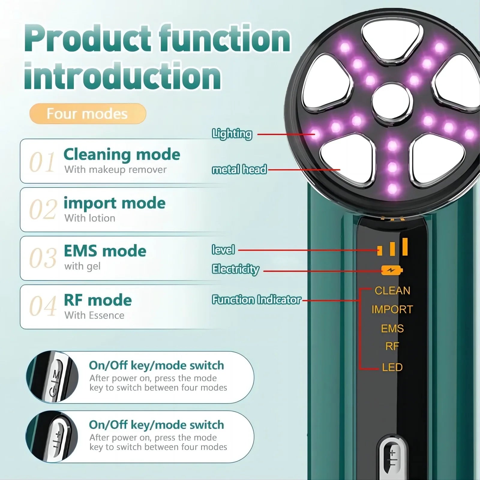 Radio Frequency RF Microcurrent Facial Lifting Massager
