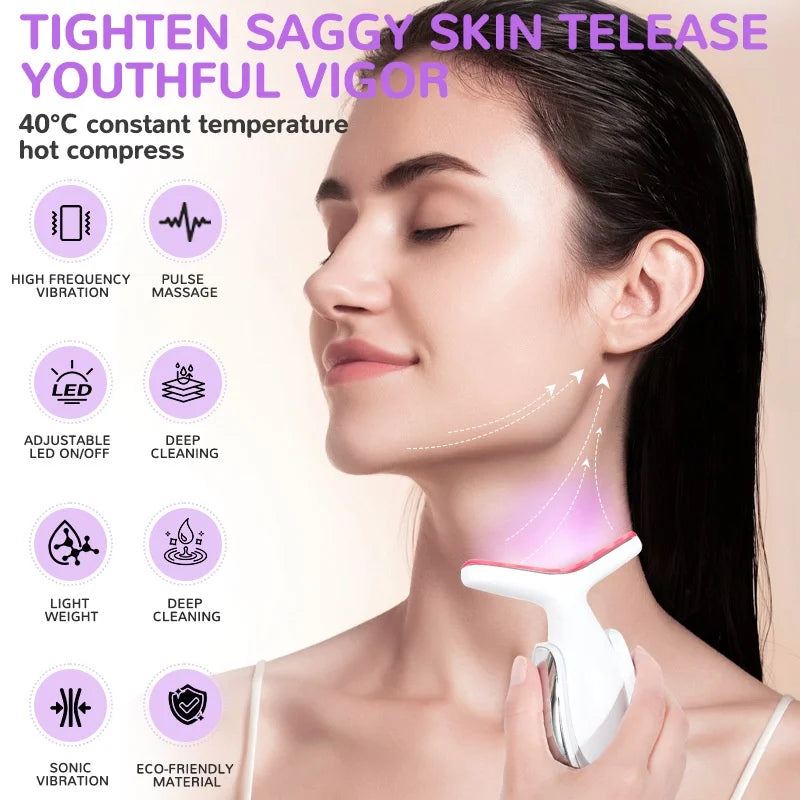 Waterproof LED Neck Beauty Massager with Lifting and Firming Functions