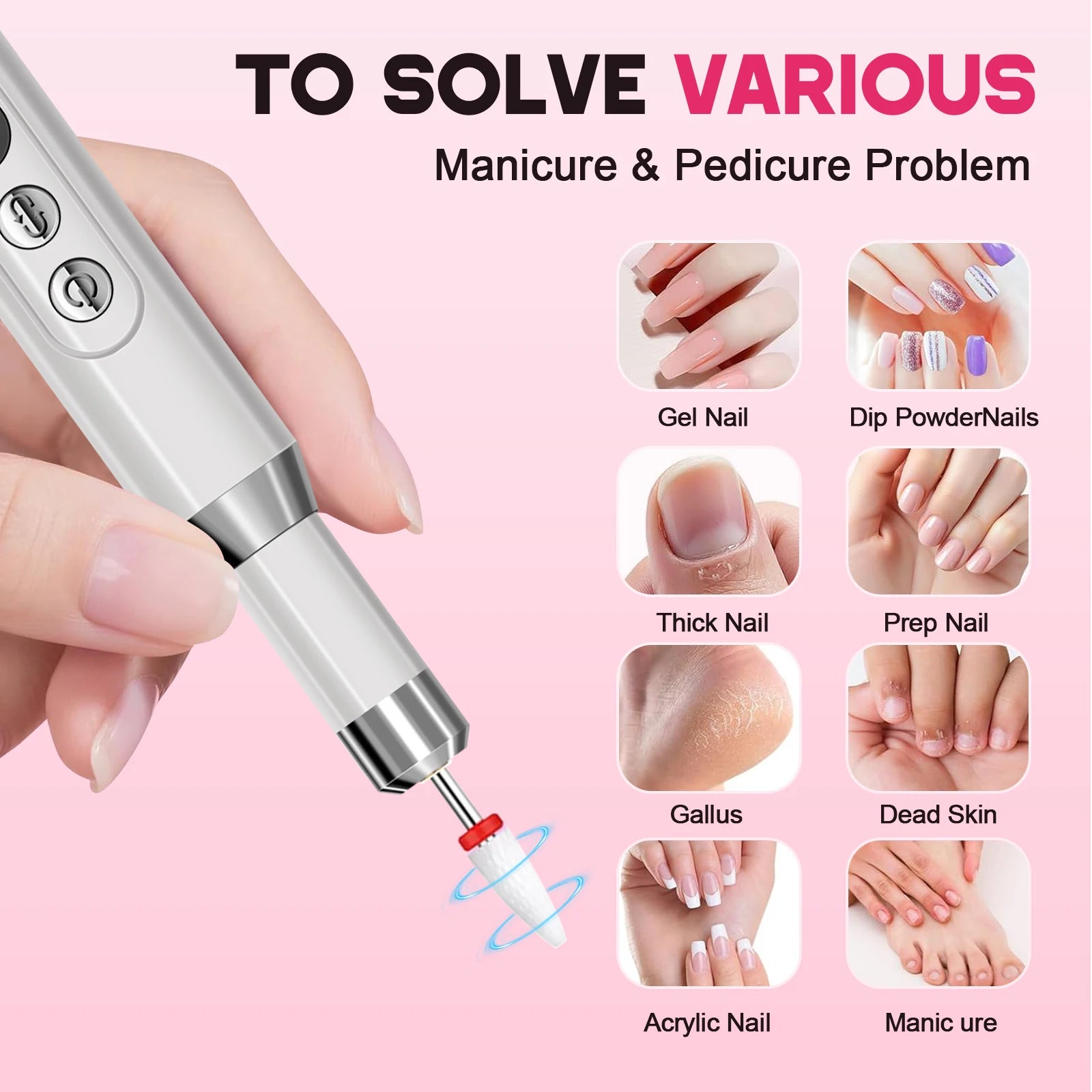 Electric Foot File Remover & Grinder Nail Care Tool