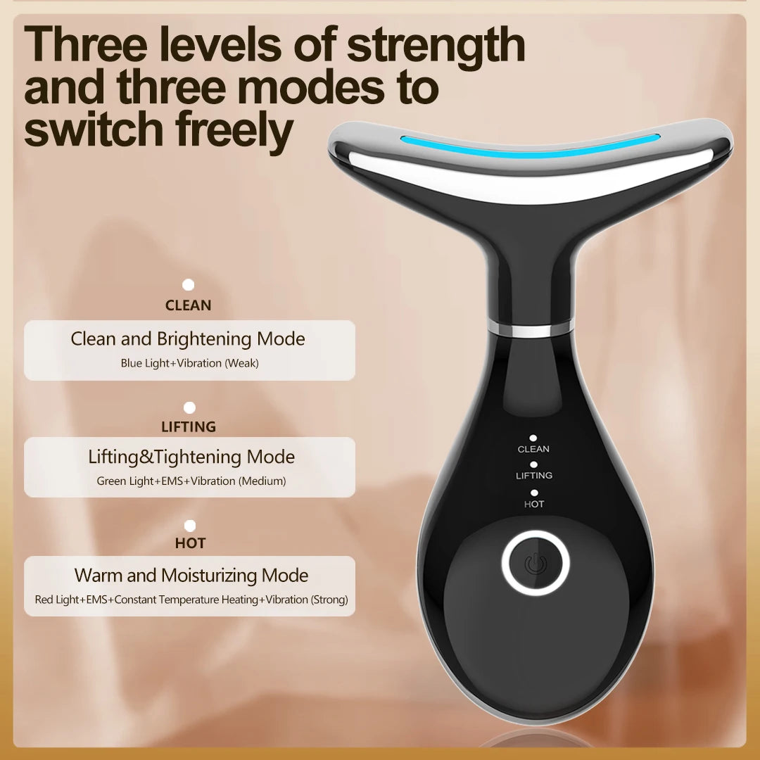 High Frequency 3 LED Light Therapy ABS Waterproof EU/UK Plug Face Neck Skin Tightening Massager