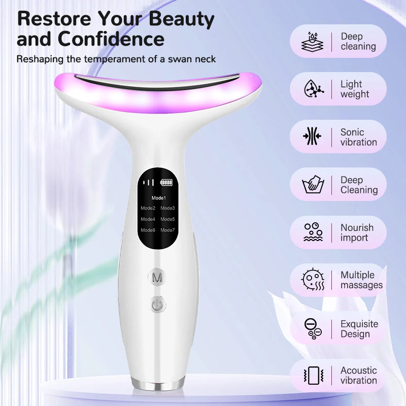 7 Color Face Neck Massager Lifting Beauty Device