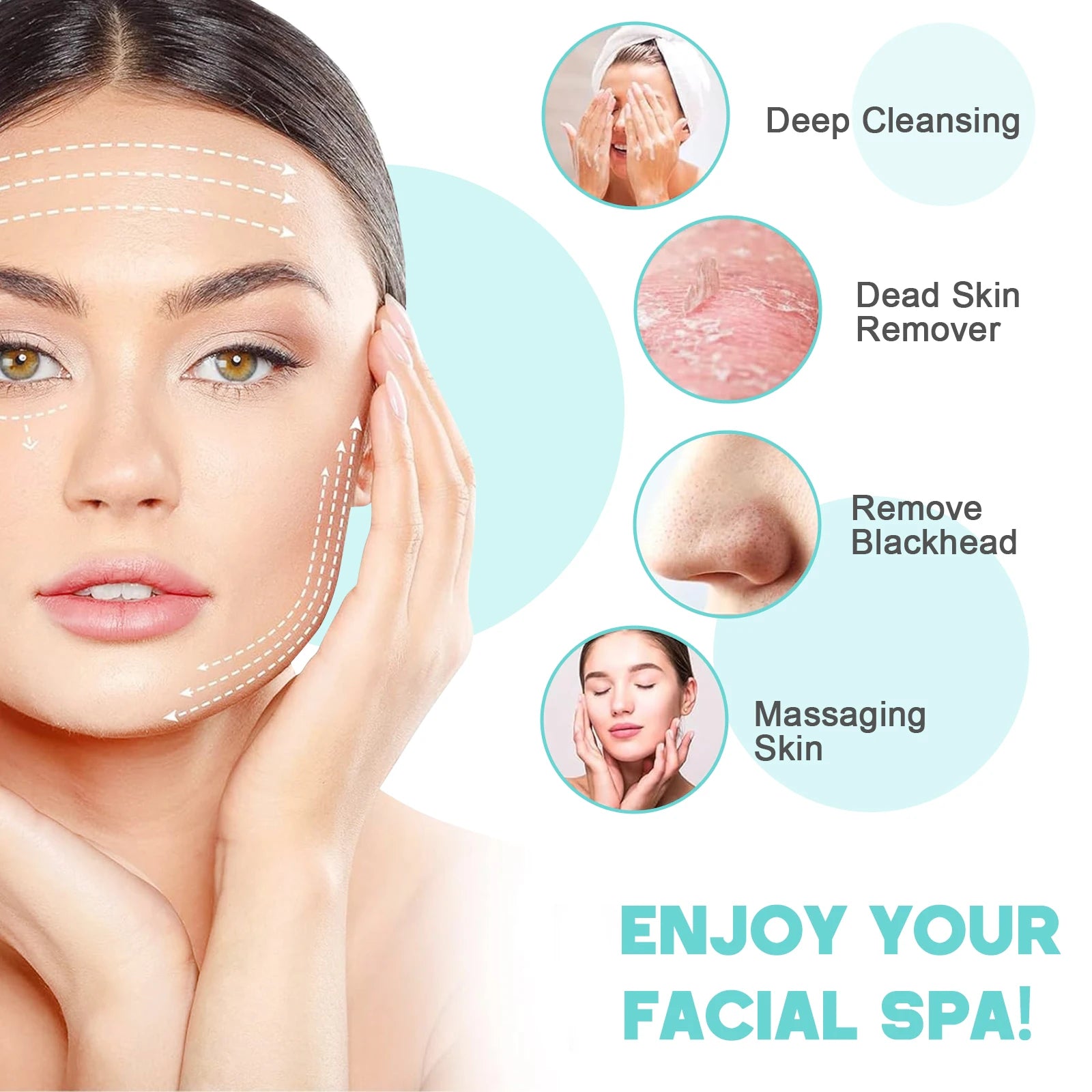 Electric Face Cleansing Brush Waterproof Facial Spa Massager