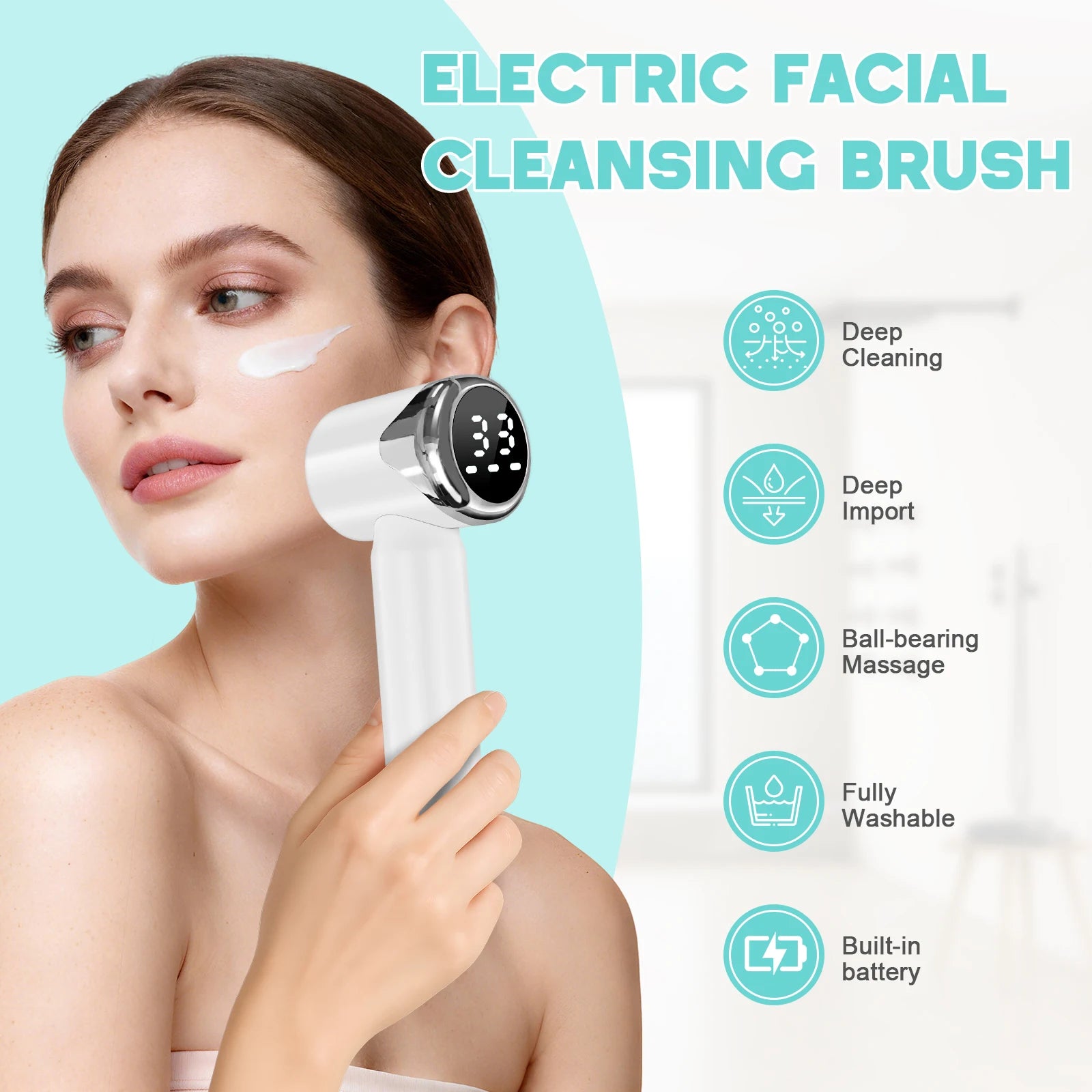 Electric Face Cleansing Brush Waterproof Facial Spa Massager