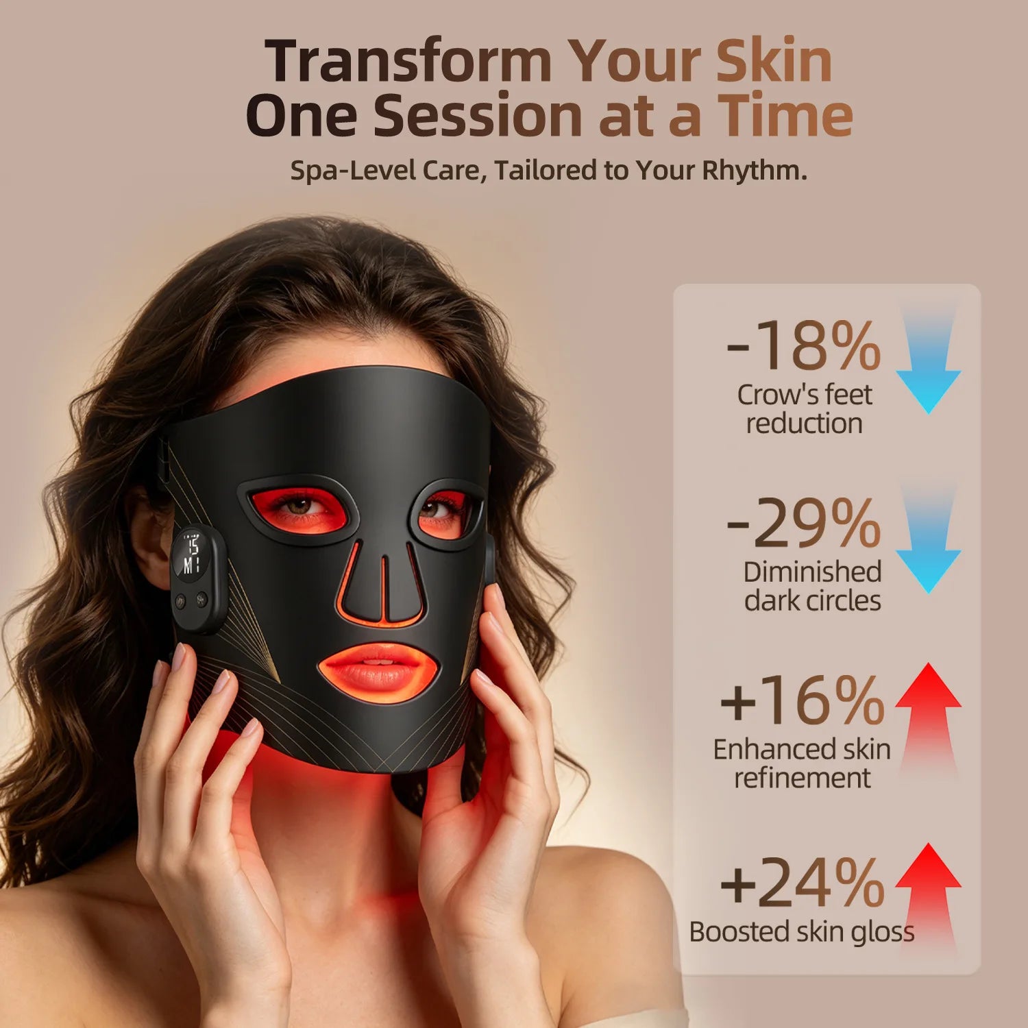 Wireless LED Silicone Red Light Therapy Face Mask