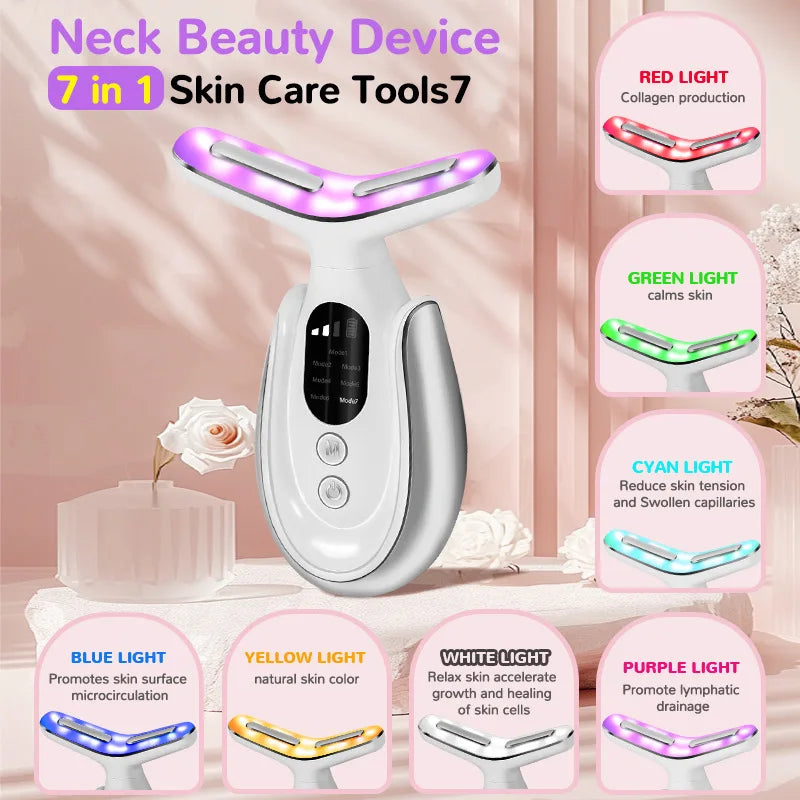Waterproof LED Neck Beauty Massager with Lifting and Firming Functions