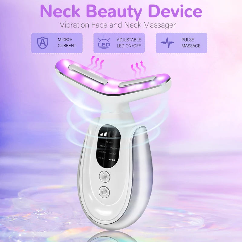 Waterproof LED Neck Beauty Massager with Lifting and Firming Functions