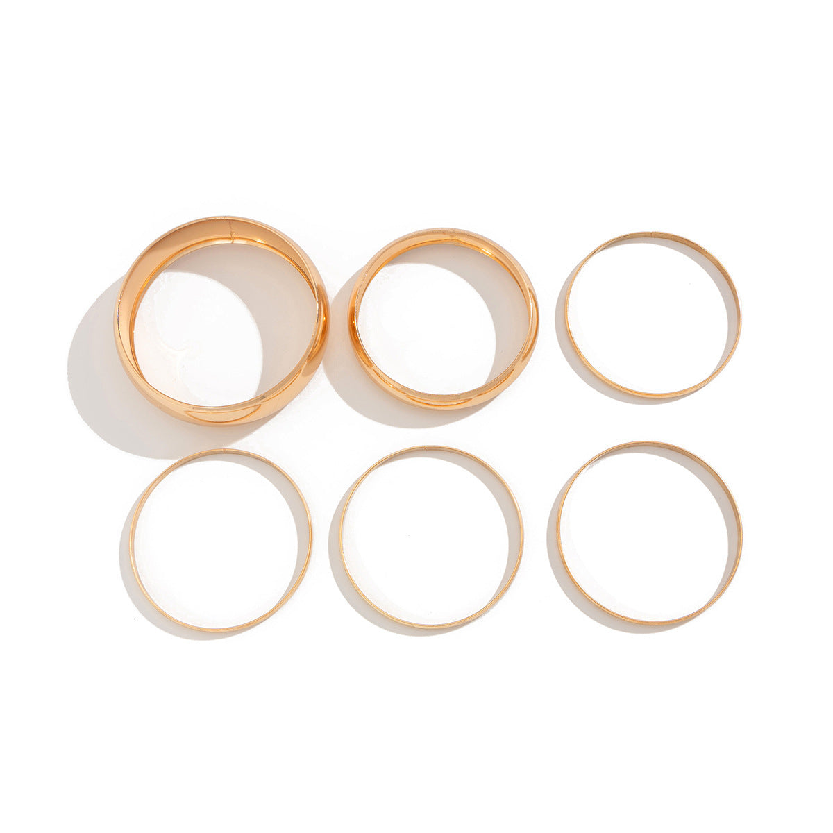 Elegant Smooth Simple Circle Bracelet 6-Piece Set