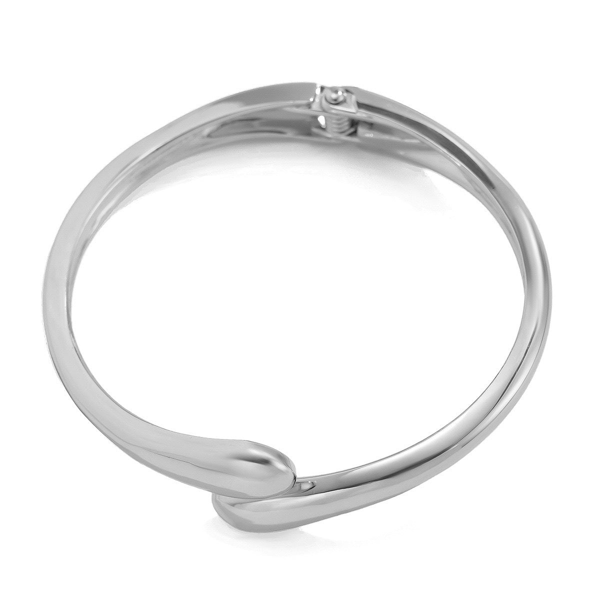 Hammered Pattern Smooth Droplet Hug Spring Bracelet