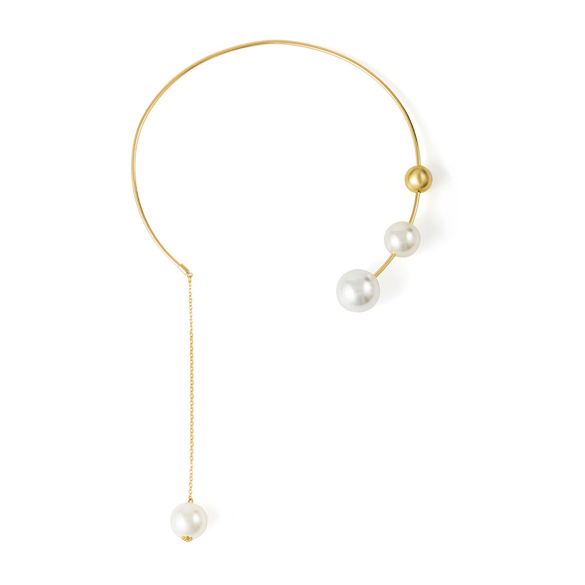 Minimalist Geometric Pearl Collar Necklace with Unique Open Design