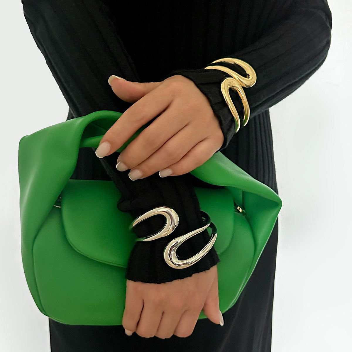 Futuristic Smooth Geometric Bracelet with Droplet Texture
