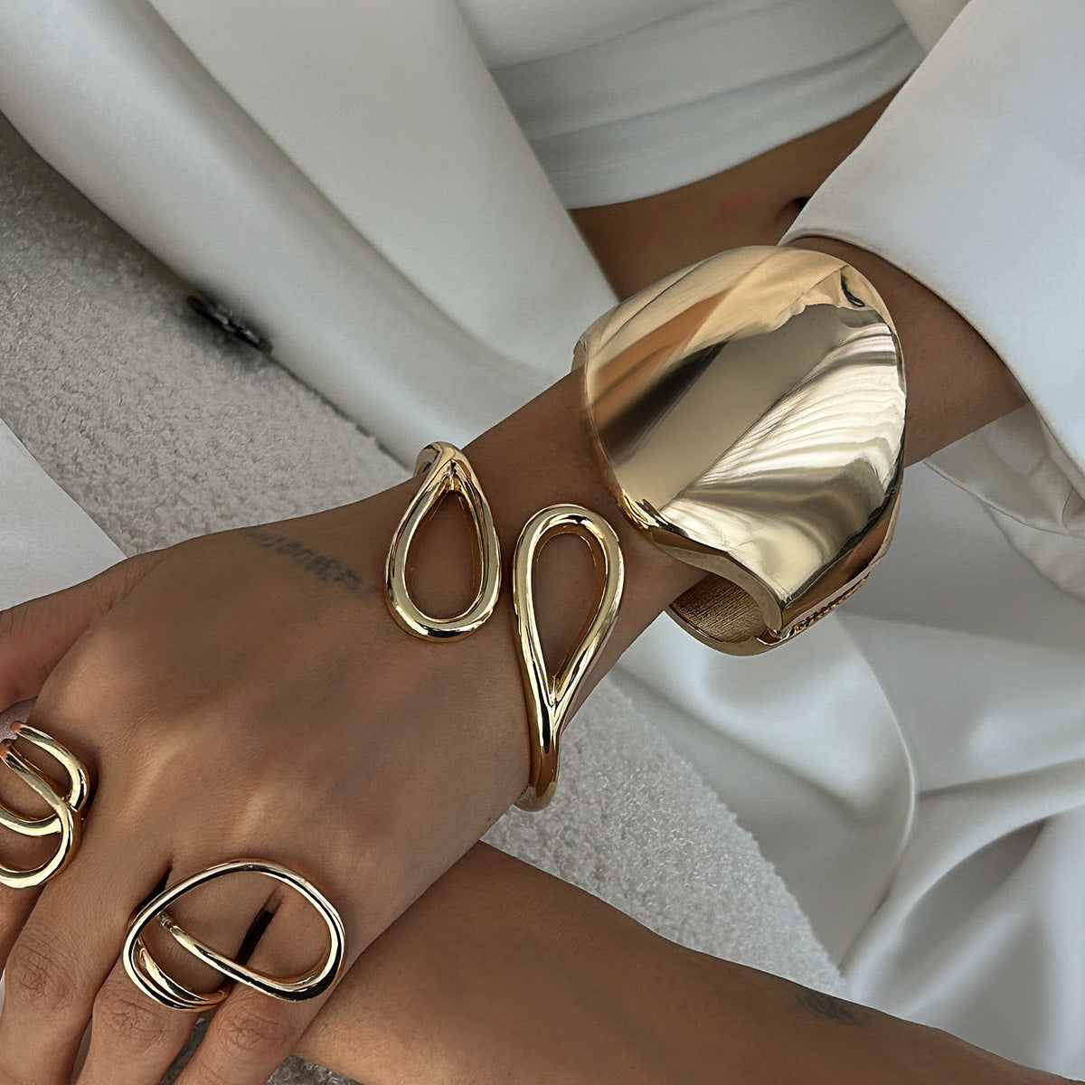 Vintage-Inspired Open Wide Smooth Bracelet for Women