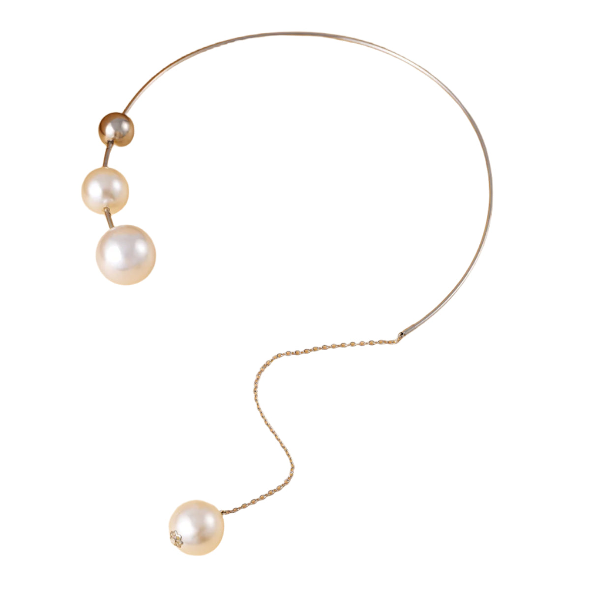 Minimalist Geometric Pearl Collar Necklace with Unique Open Design