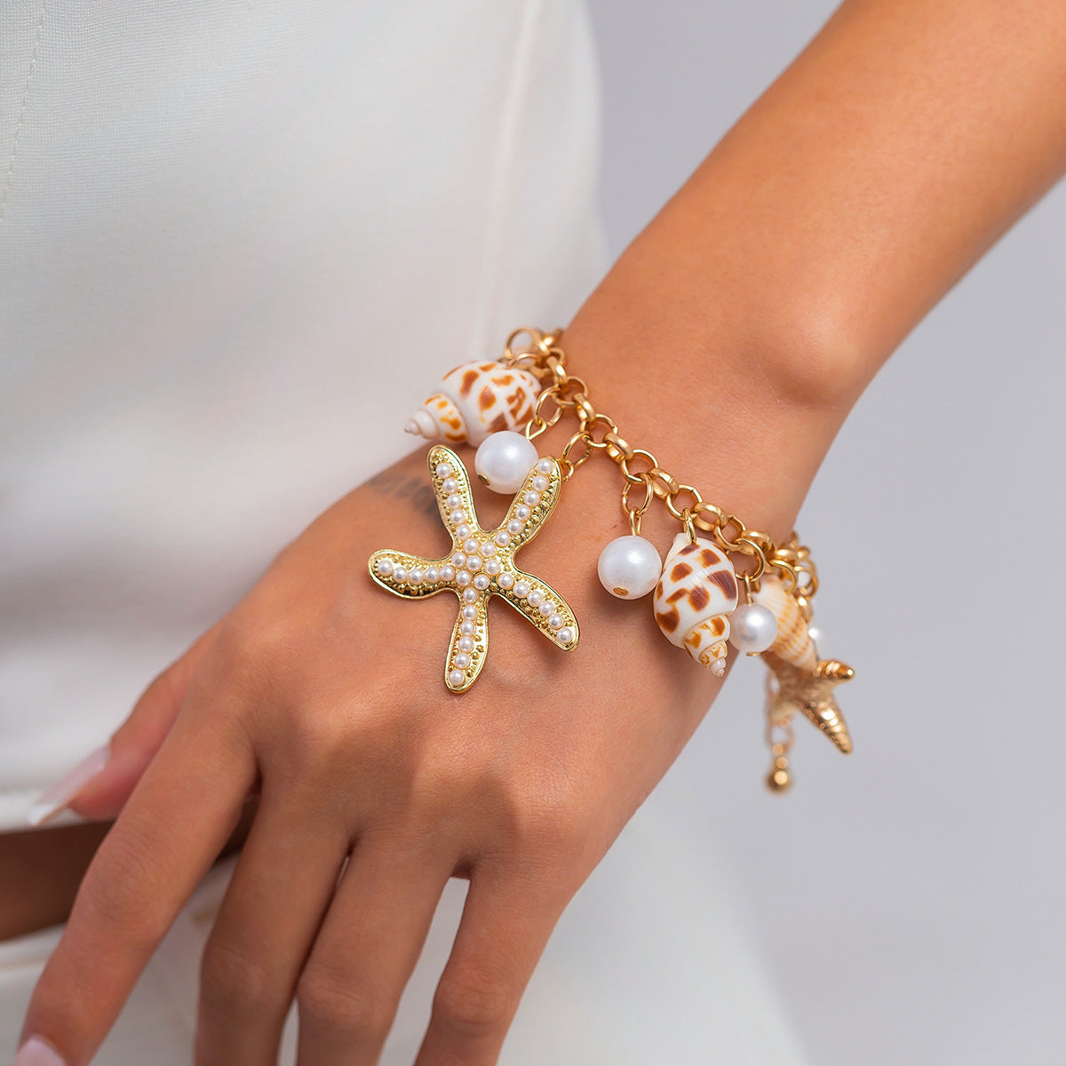 Bohemian Beach Seashell and Starfish Necklace