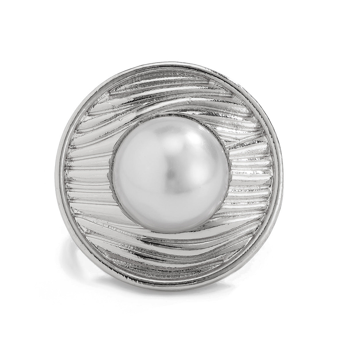 Baroque Pearl-Embedded Round Ring