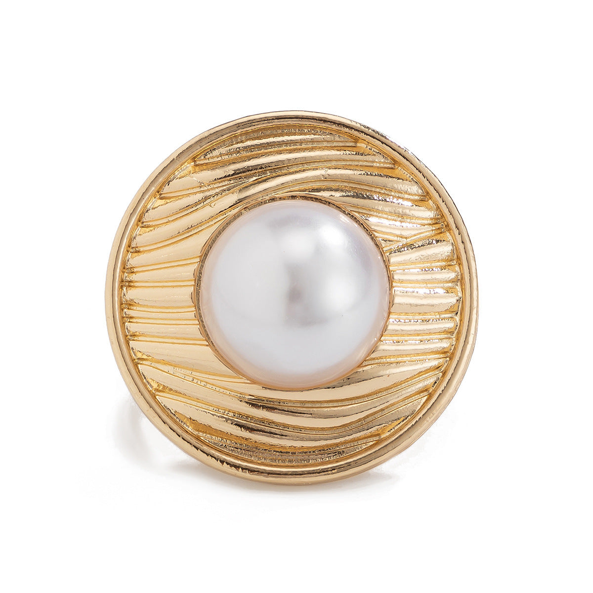 Baroque Pearl-Embedded Round Ring