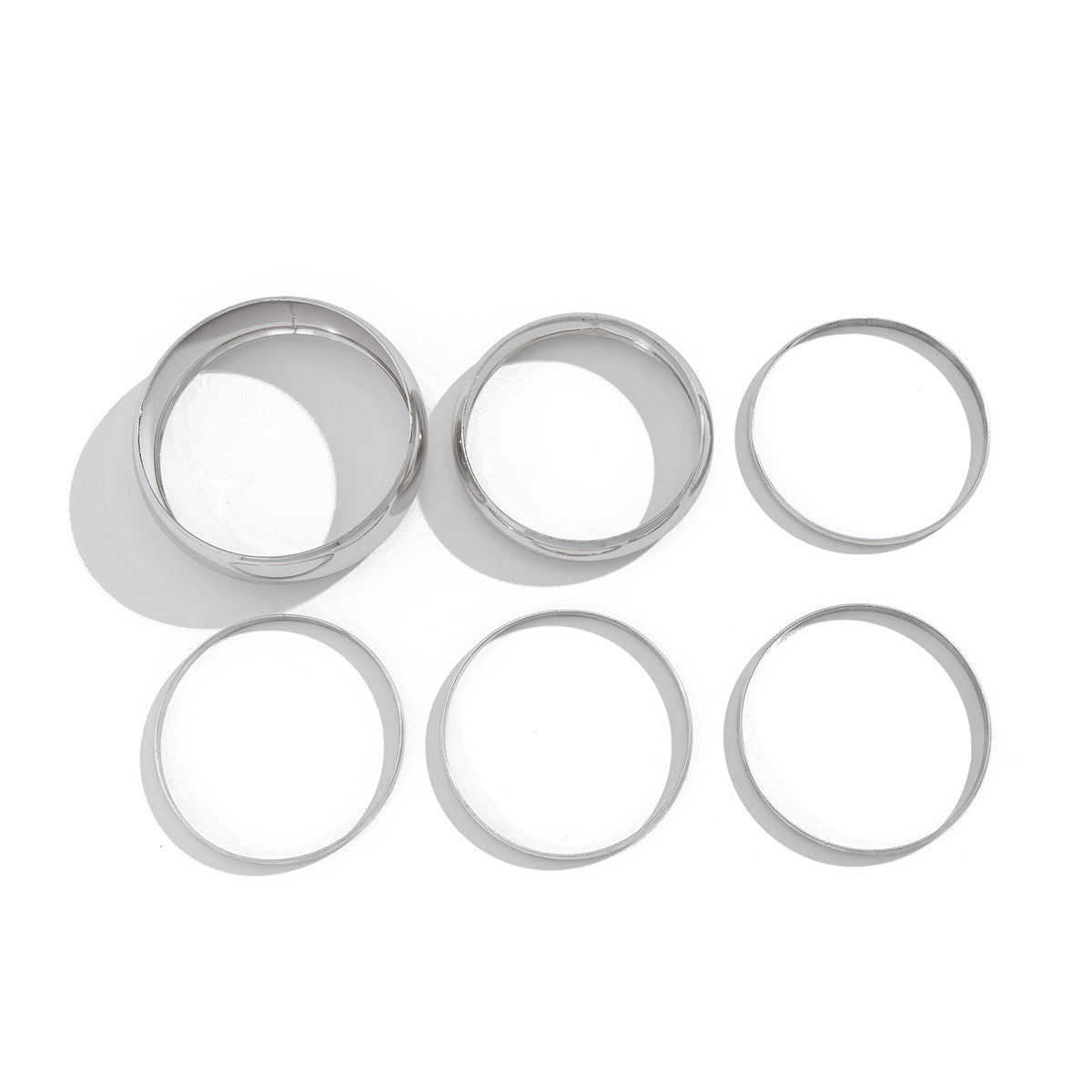 Elegant Smooth Simple Circle Bracelet 6-Piece Set